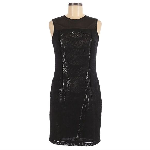 Marc New York Dresses & Skirts - Marc New York Andrew Marc Metallic Black Lace Sheath Dress Size 4